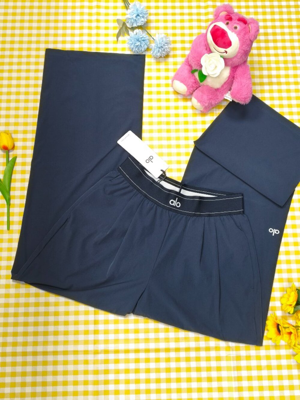 Alo Yoga Navy Blue Regular Wide Leg Trousers Soft Stretch Lounge Pants NWT💦💙L